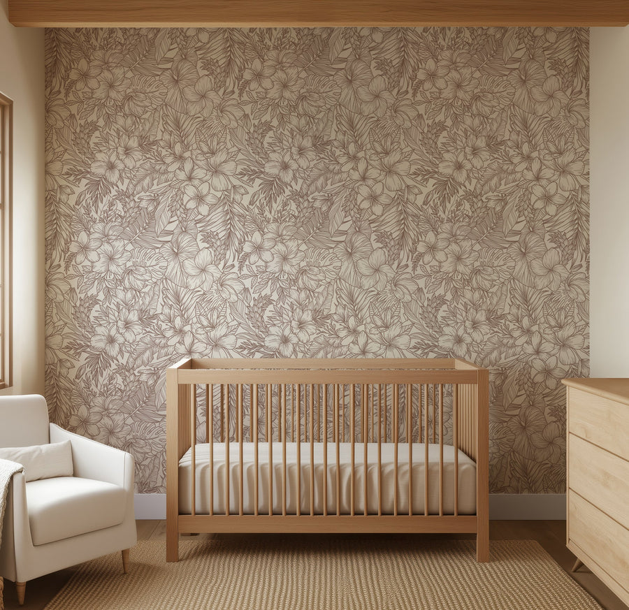 Elysian Hand-Drawn Tropical Wallpaper