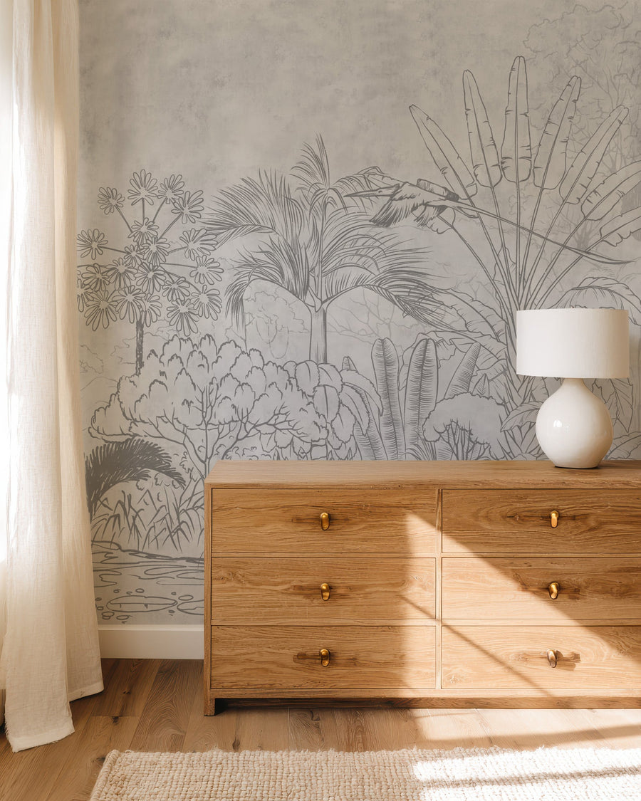 Tropical Jungle Landscape Mural Wallpaper