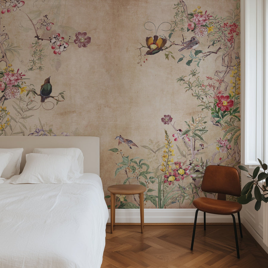 Chinoiserie Grunge Background Wall Mural