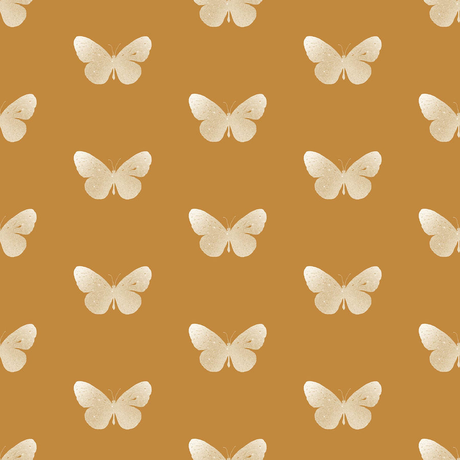 Gold Butterfly Pattern Wallpaper - Elegant Yellow Background Wallpaper