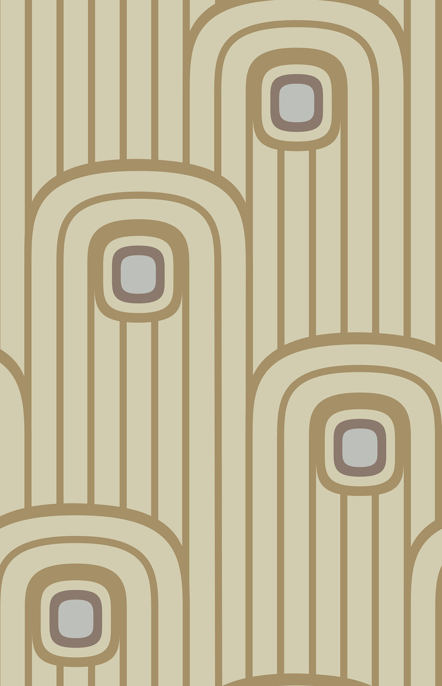 Warm Beige 70s Retro Mod Arch Geometric Wallpaper