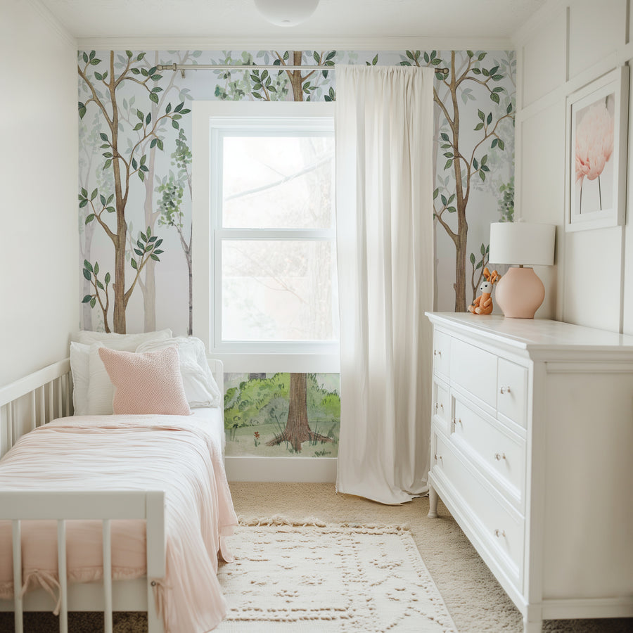 Birch Forest Watercolor Wallpaper Removable Wallpaper