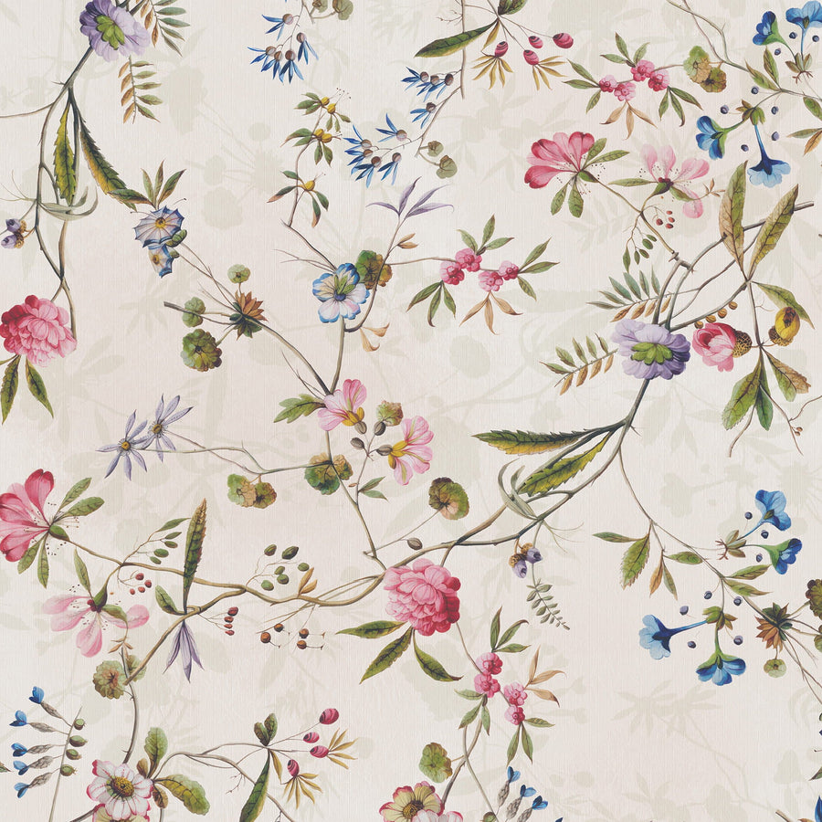 Watercolor Wildflower Wallpaper – Pink, Blue & Green Floral
