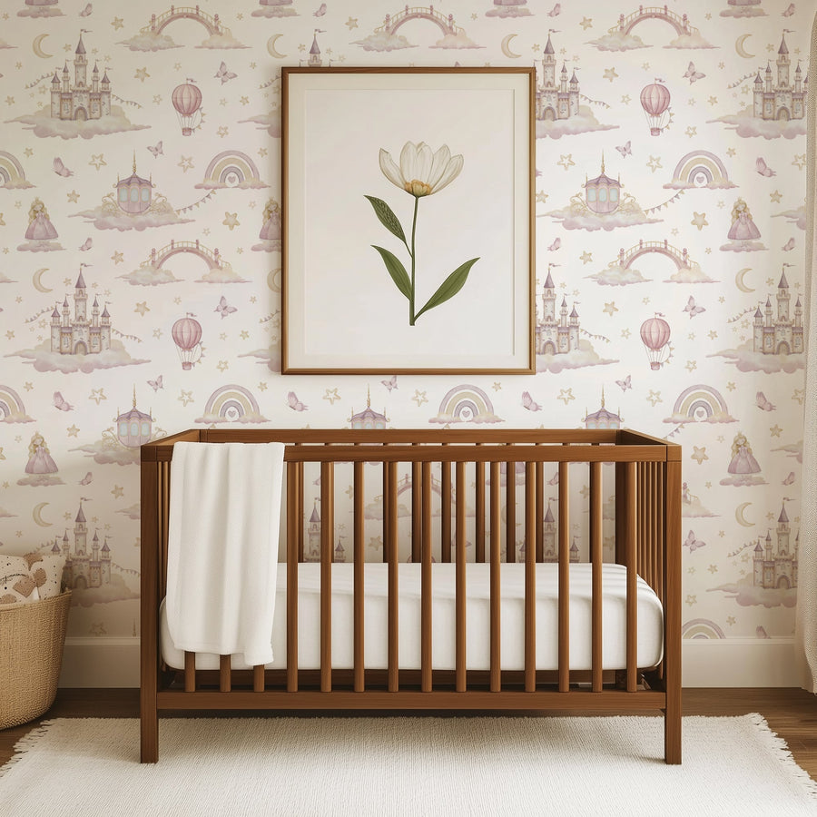 Dreamy Princess Castle Wallpaper - Fairytale Pastel Design for Girls Rooms