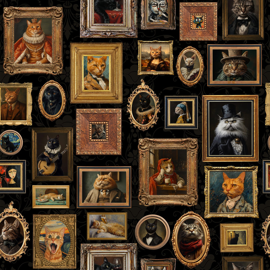 Whimsical Cat Portrait Gallery Peel & Stick Wallpaper