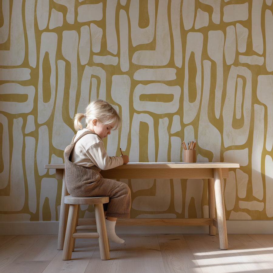 Yellow Geometric Wallpaper – Modern Abstract Pattern