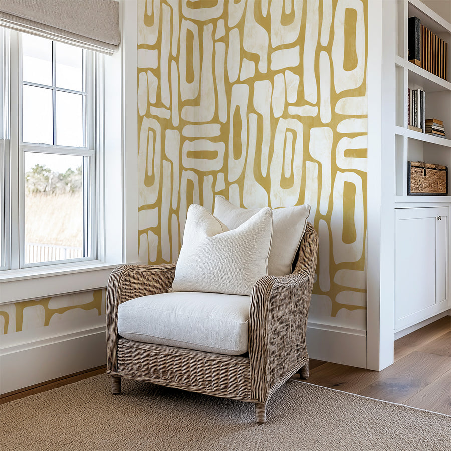 Yellow Geometric Wallpaper – Modern Abstract Pattern
