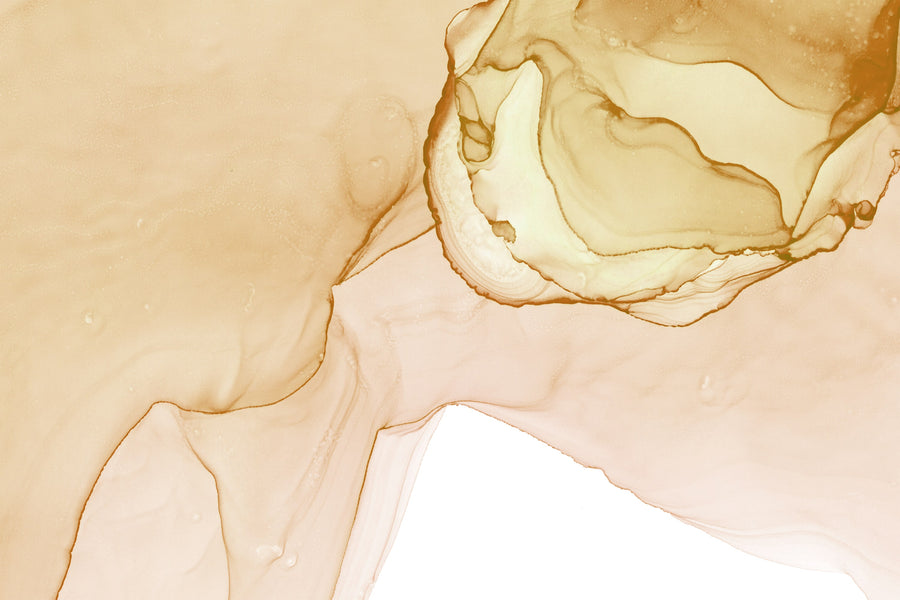 Yellow alcohol ink wall mural with flowing texture for modern calming interiors.