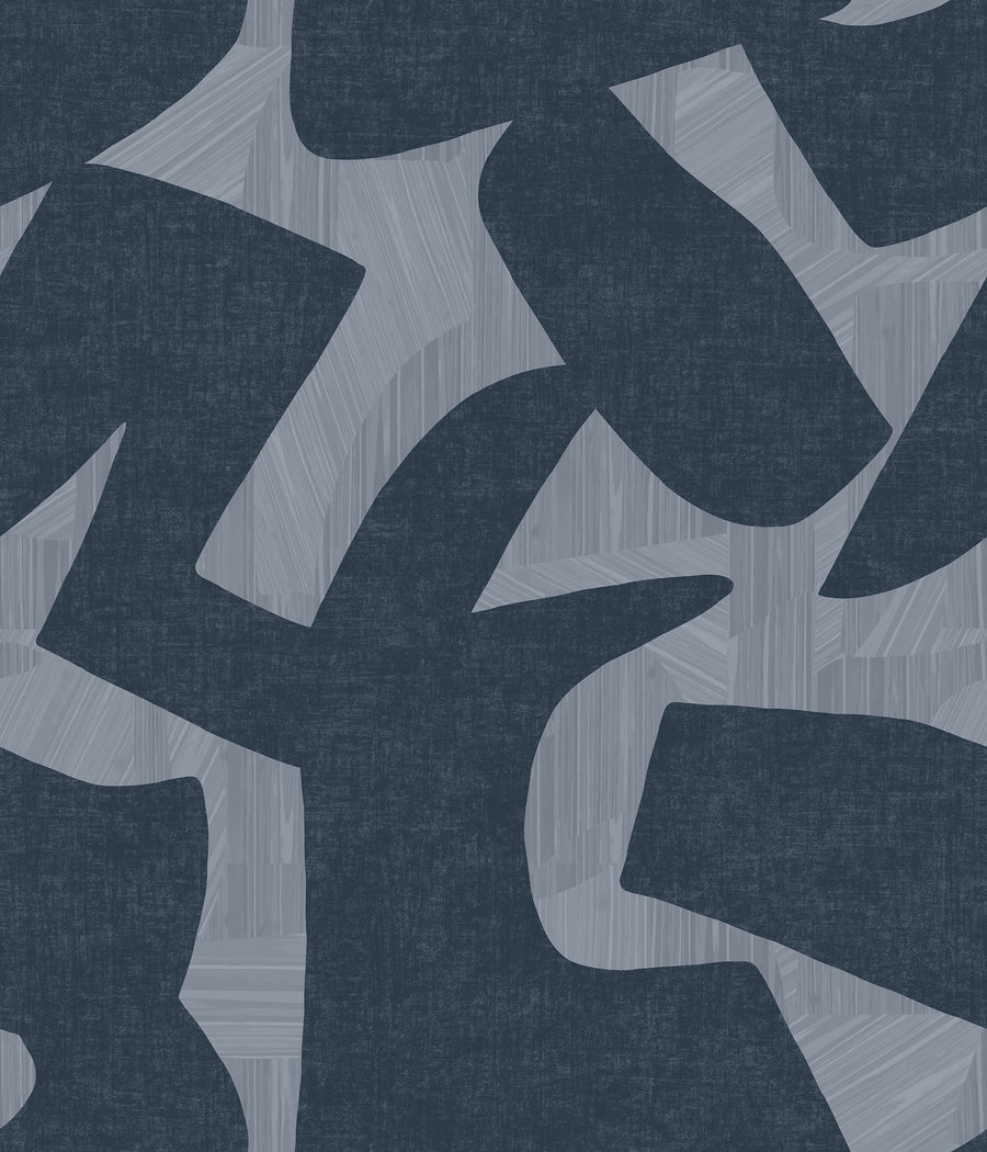 Abstract Topography Wallpaper Black Cream Organic Contour repeating pattern swatch 48W x 48H