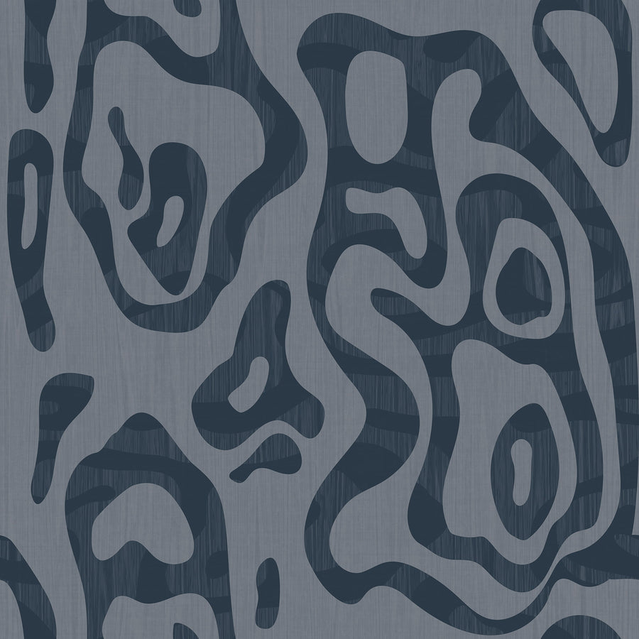 Abstract Topography Wallpaper Charcoal Slate Grey Organic Contour repeating pattern swatch 48W x 48H