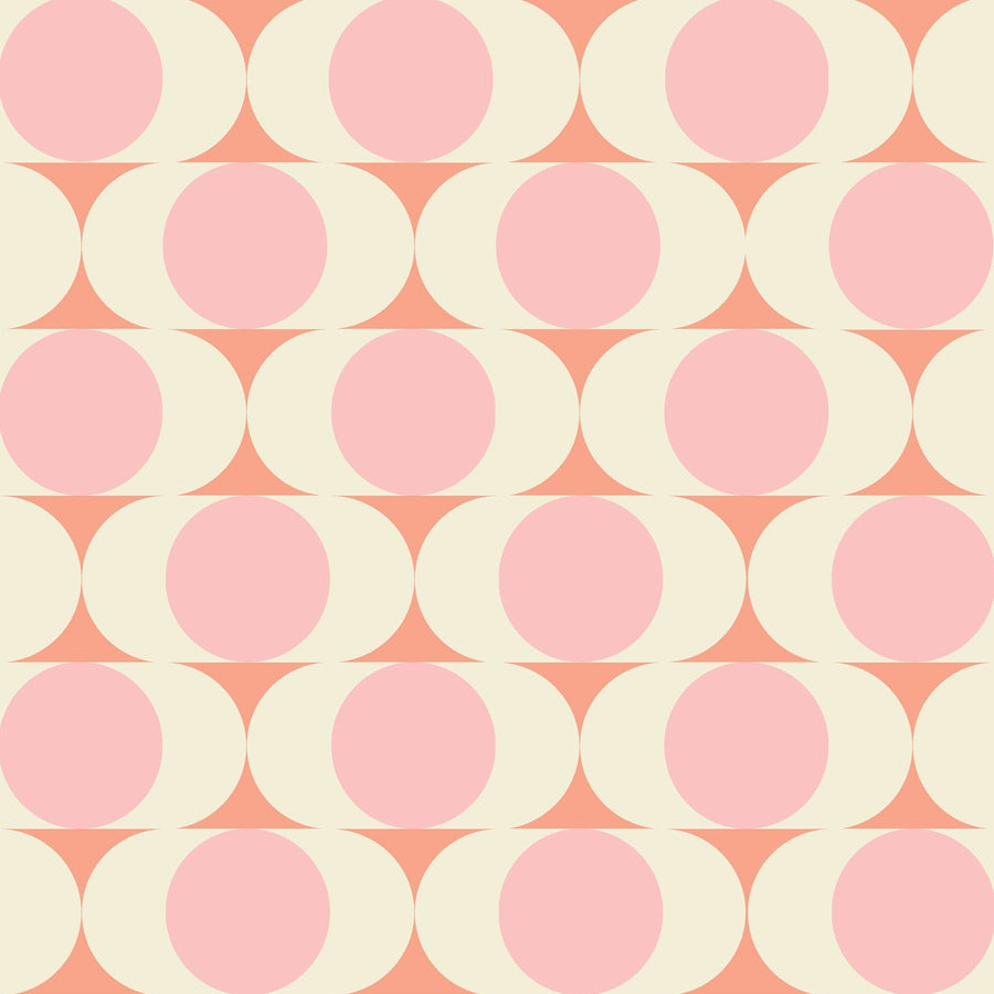 Mid Century Modern Wallpaper - Retro Pink and Peach Circles