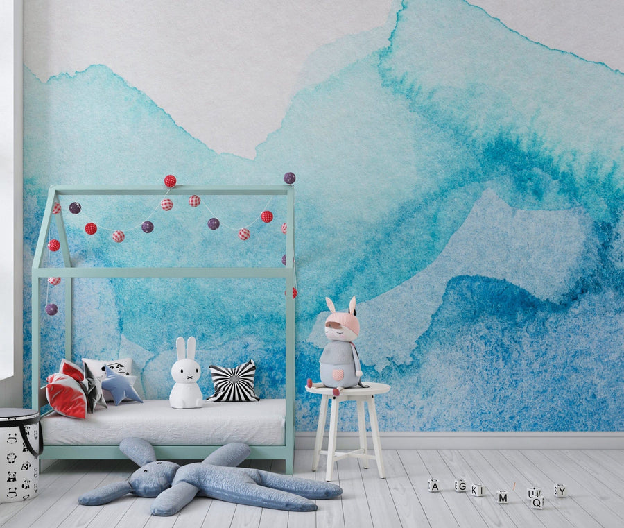 Blue Aquarelle Watercolor Wallpaper Removable Wallpaper EazzyWalls