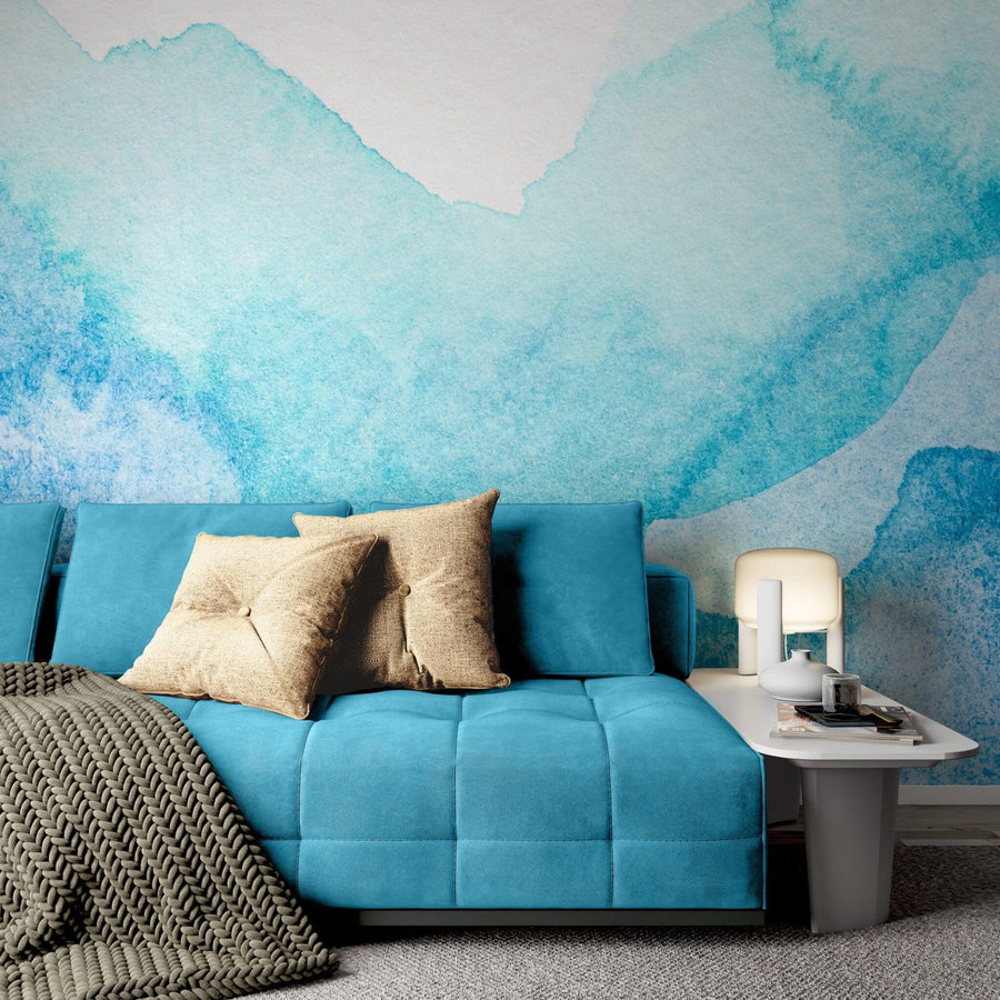 Blue Aquarelle Watercolor Wallpaper Removable Wallpaper EazzyWalls Sample: 6''W x 9''H Canvas