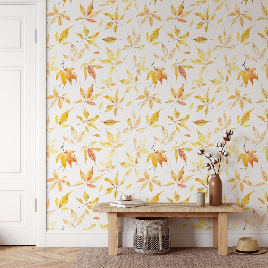 Yellow Fall Leaves Wallpaper Removable Wallpaper EazzyWalls