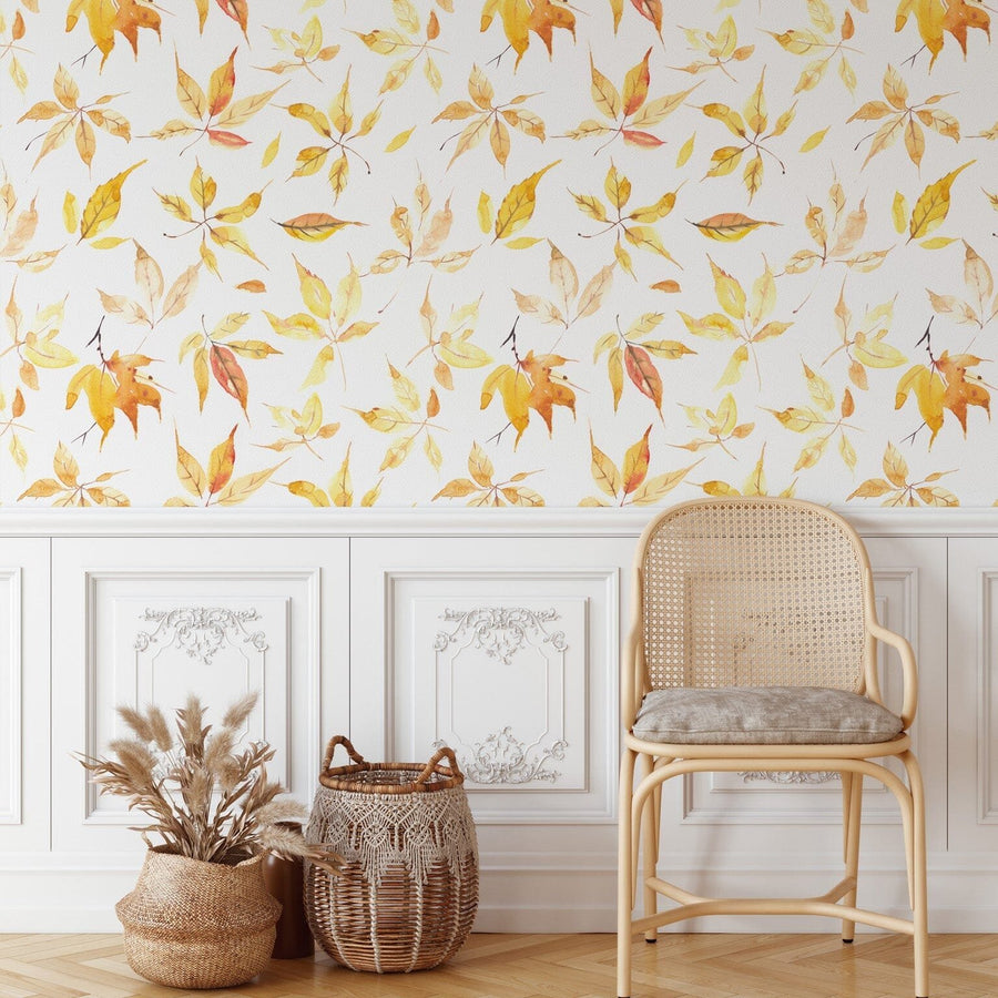 Yellow Fall Leaves Wallpaper Removable Wallpaper EazzyWalls