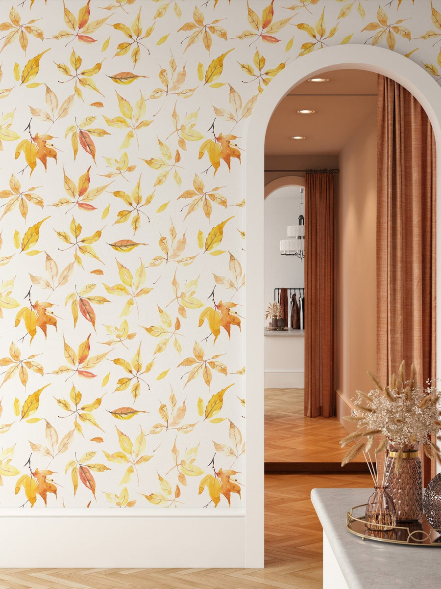 Yellow Fall Leaves Wallpaper Removable Wallpaper EazzyWalls