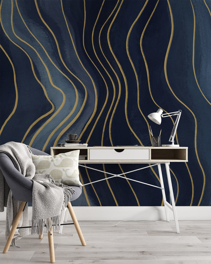 Navy Blue Pattern Removable Wallpaper Removable Wallpaper EazzyWalls 