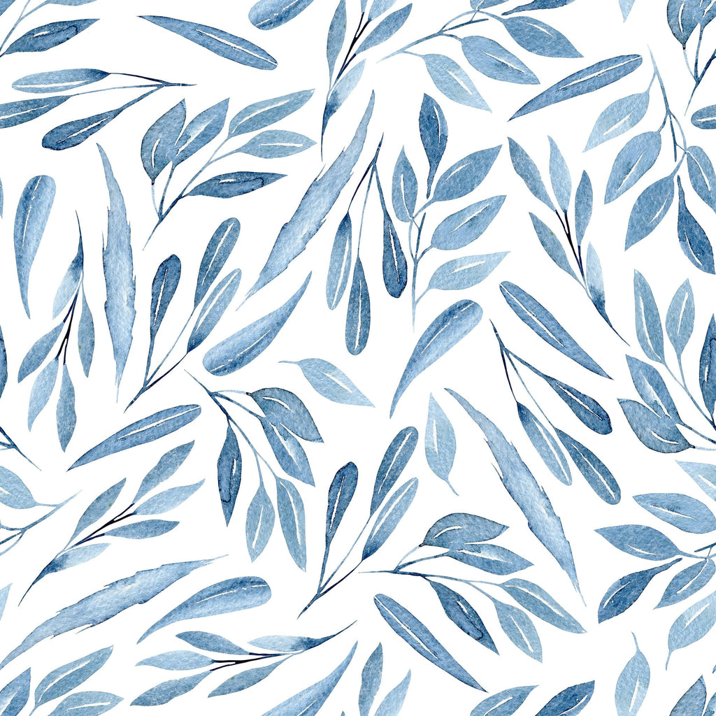 Blue Watercolor Leaves Wallpaper Removable Wallpaper EazzyWalls Sample: 6''W x 9''H Smooth Vinyl 