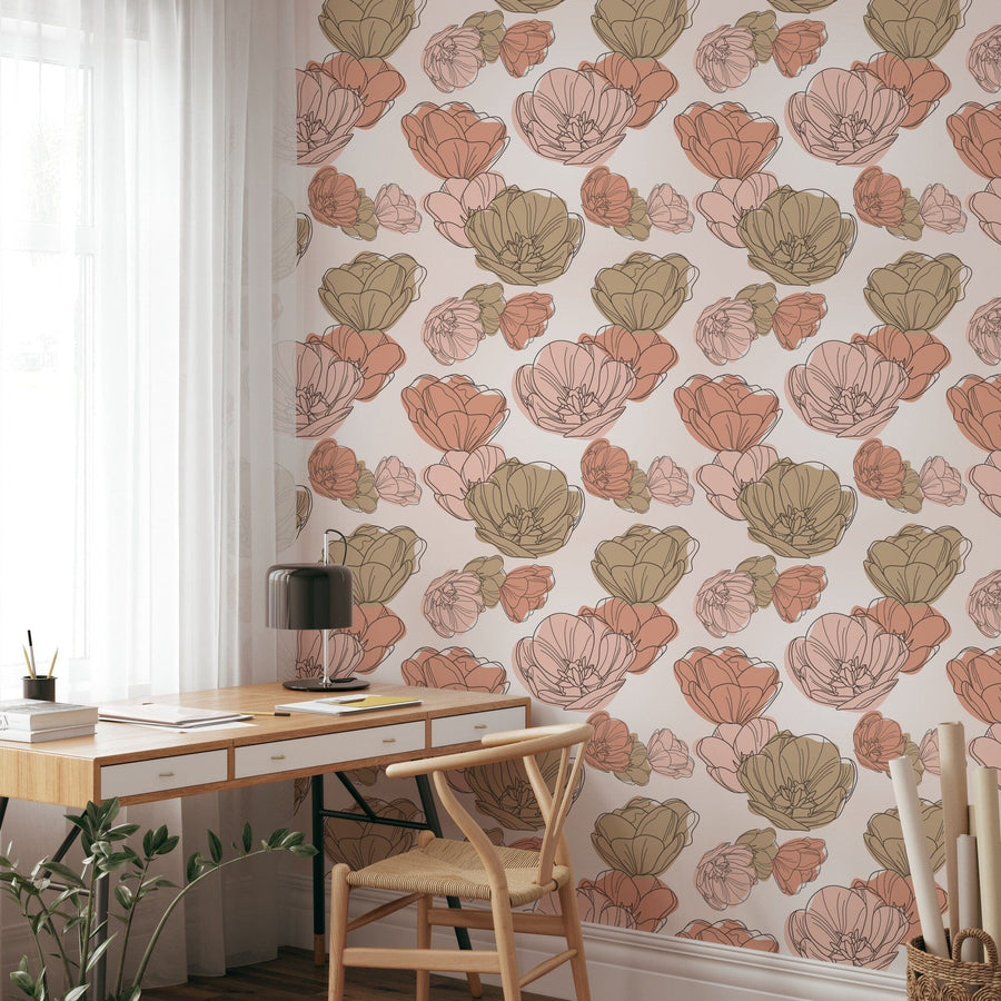 Cute Boho Style Floral Pattern Wallpaper Mural Removable Wallpaper EazzyWalls