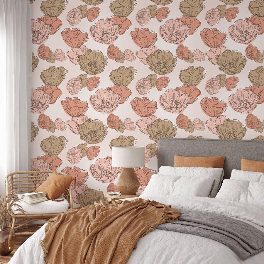 Cute Boho Style Floral Pattern Wallpaper Mural Removable Wallpaper EazzyWalls