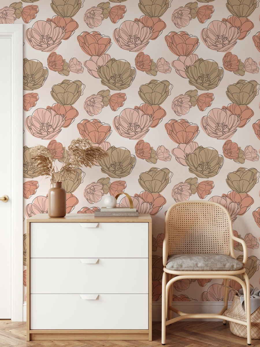 Cute Boho Style Floral Pattern Wallpaper Mural Removable Wallpaper EazzyWalls