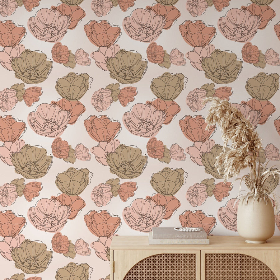 Cute Boho Style Floral Pattern Wallpaper Mural Removable Wallpaper EazzyWalls Sample: 6"W x 9"H Smooth Vinyl