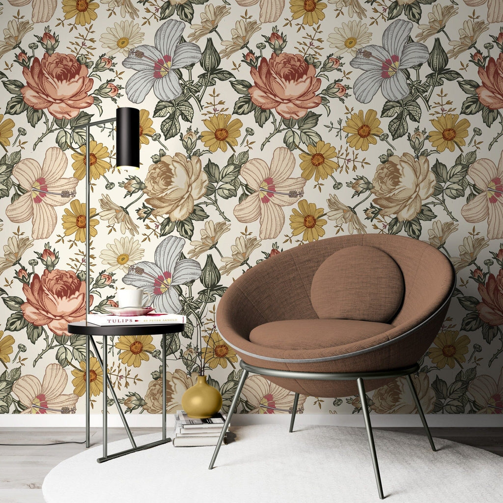 Chamomile Flowers Bouquet Wallpaper Removable Wallpaper EazzyWalls Sample: 6''W x 9''H Smooth Vinyl 