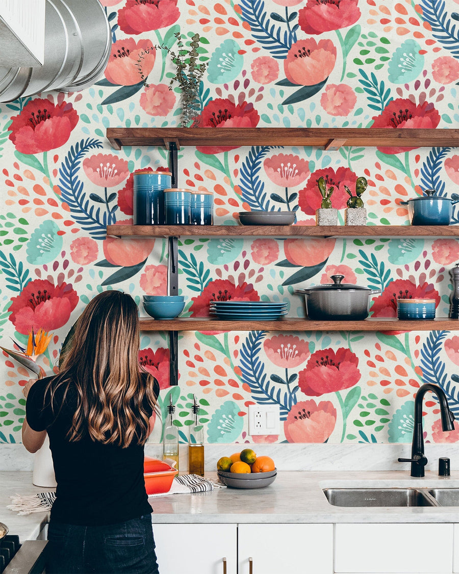 Pink Poppy Wallpaper Peel and Stick image 4