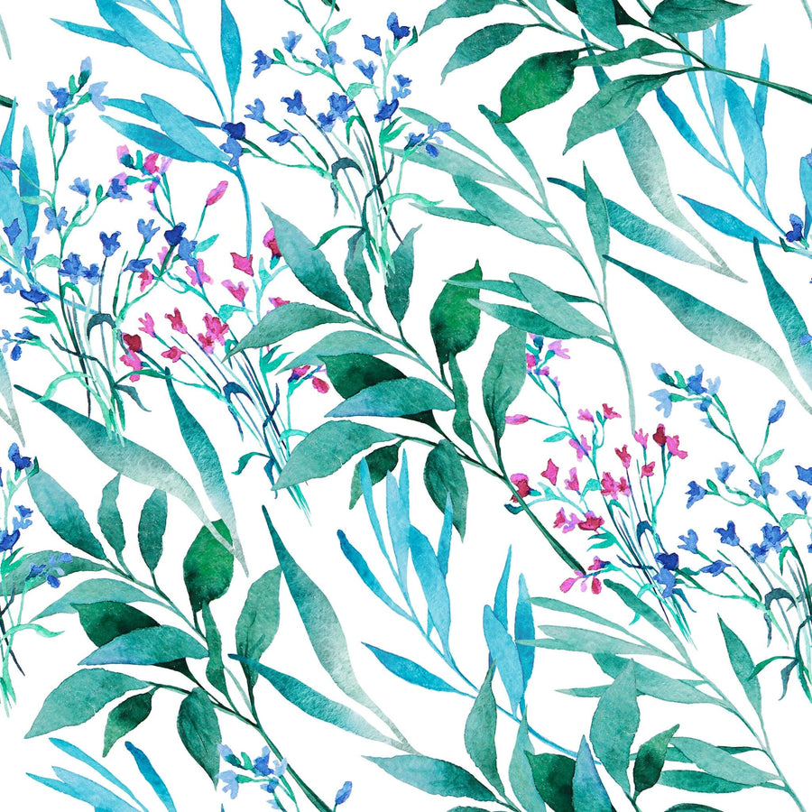 Blue Botanical Wall Mural Removable Wallpaper EazzyWalls Sample: 6''W x 9''H Smooth Vinyl