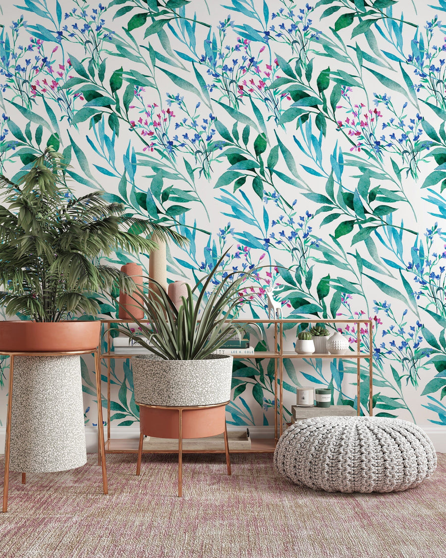 Blue Botanical Wall Mural Removable Wallpaper EazzyWalls