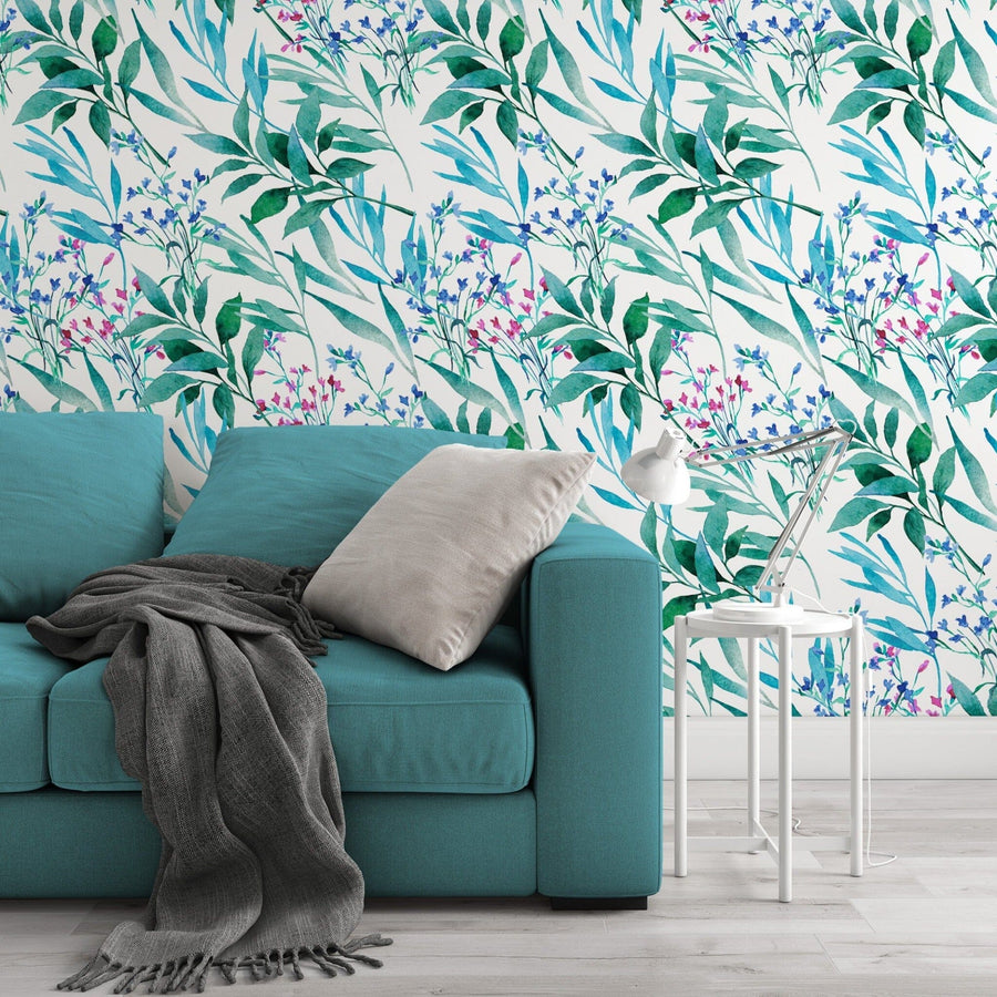 Blue Botanical Wall Mural Removable Wallpaper EazzyWalls