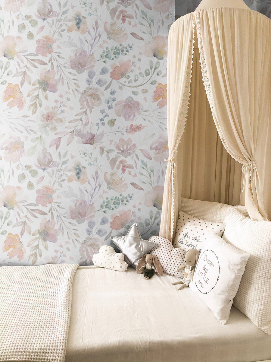Delicate Watercolor Flowers Wall Mural Removable Wallpaper EazzyWalls