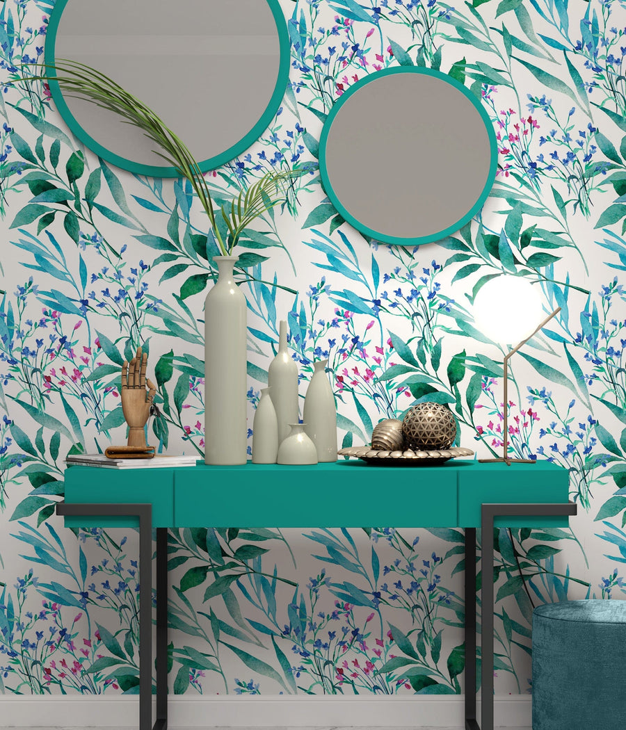 Blue Botanical Wall Mural Removable Wallpaper EazzyWalls