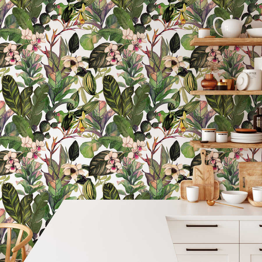 Green Tropical Leaves Wallpaper Mural Removable Wallpaper EazzyWalls