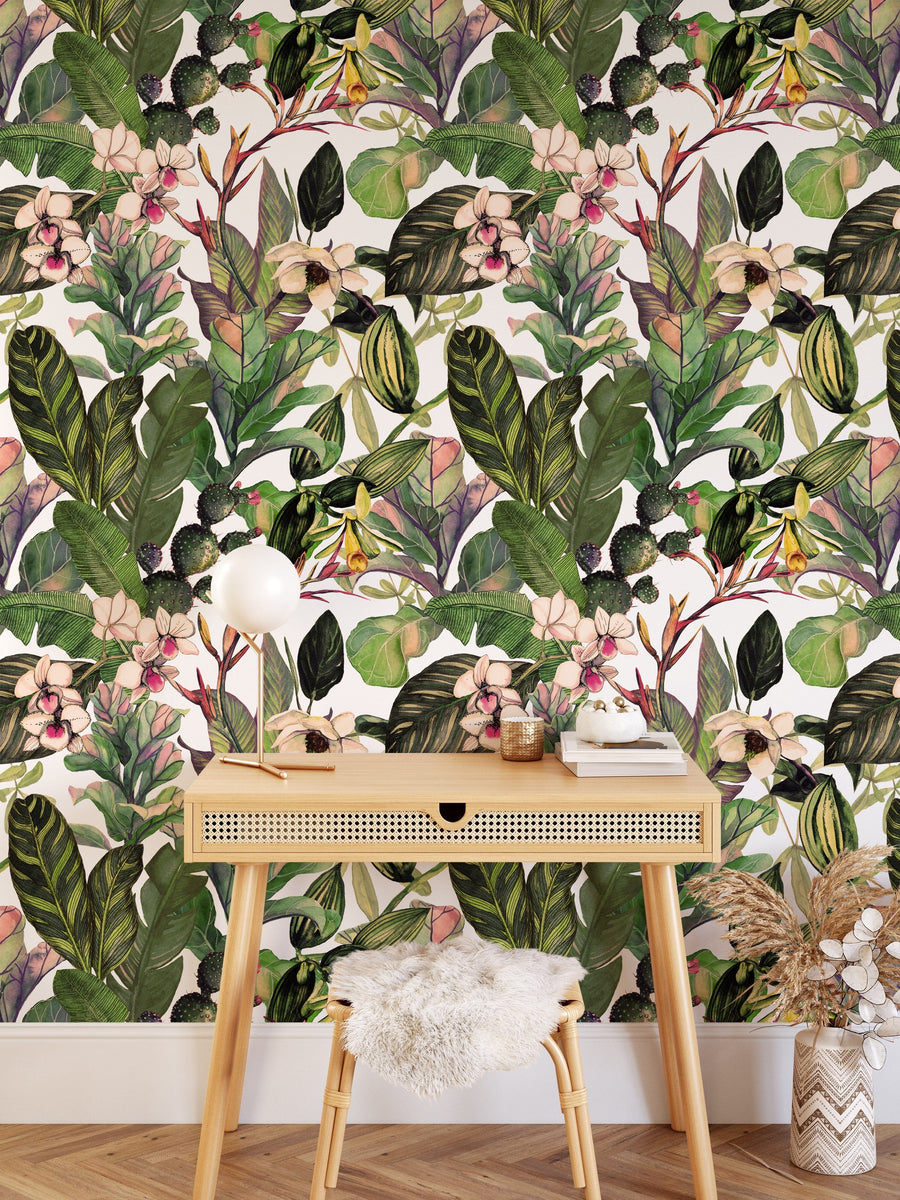 Green Tropical Leaves Wallpaper Mural Removable Wallpaper EazzyWalls