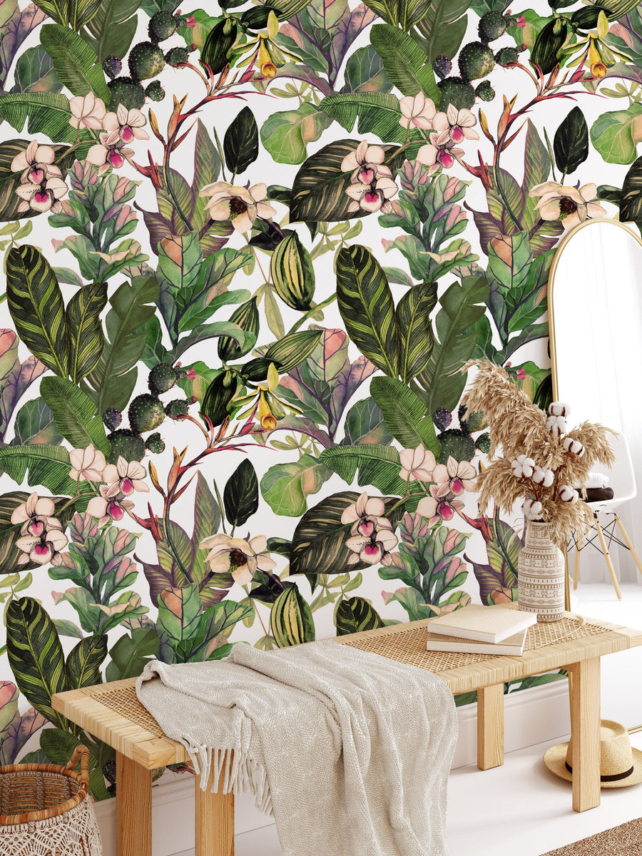 Green Tropical Leaves Wallpaper Mural Removable Wallpaper EazzyWalls