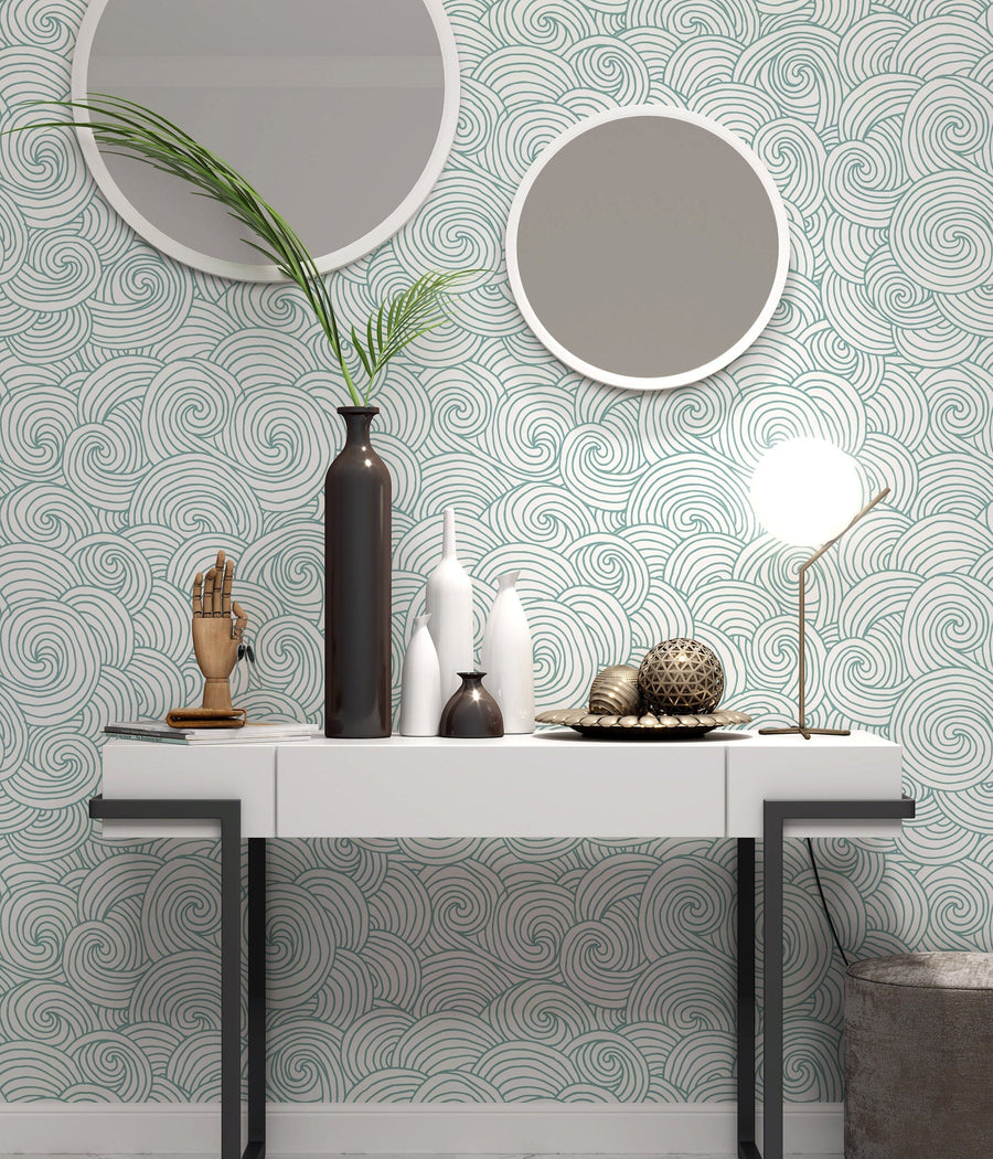 Japanese Waves Pattern Wallpaper Removable Wallpaper EazzyWalls