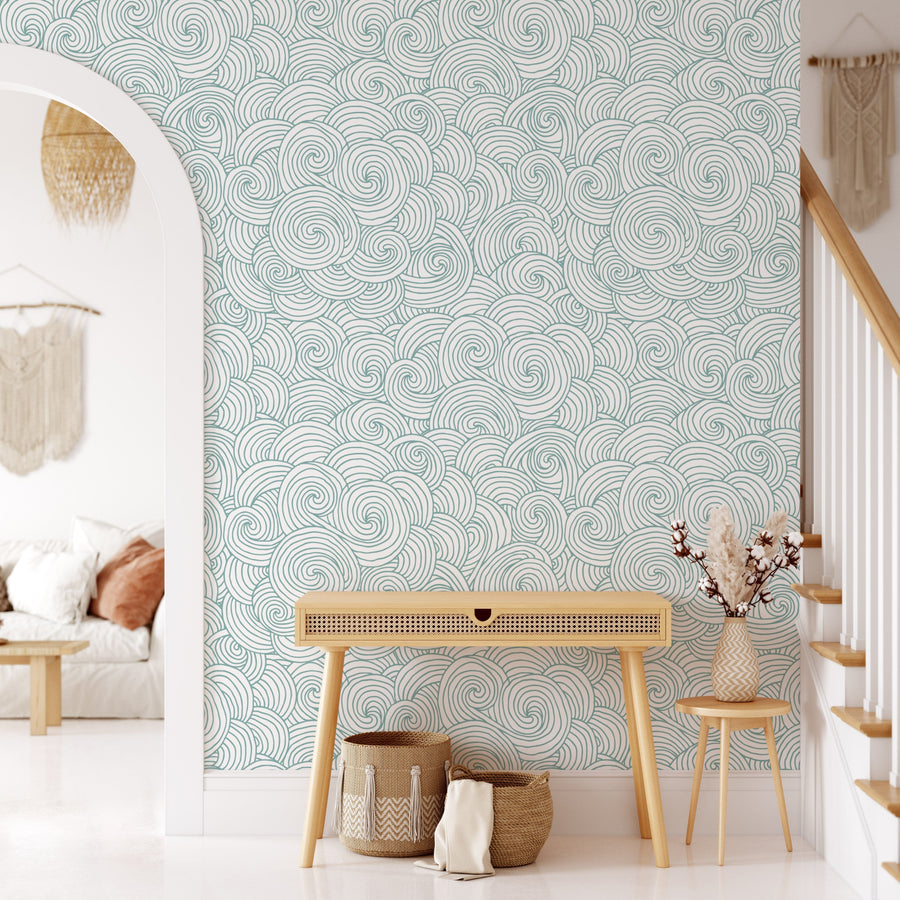Japanese Waves Pattern Wallpaper Removable Wallpaper EazzyWalls