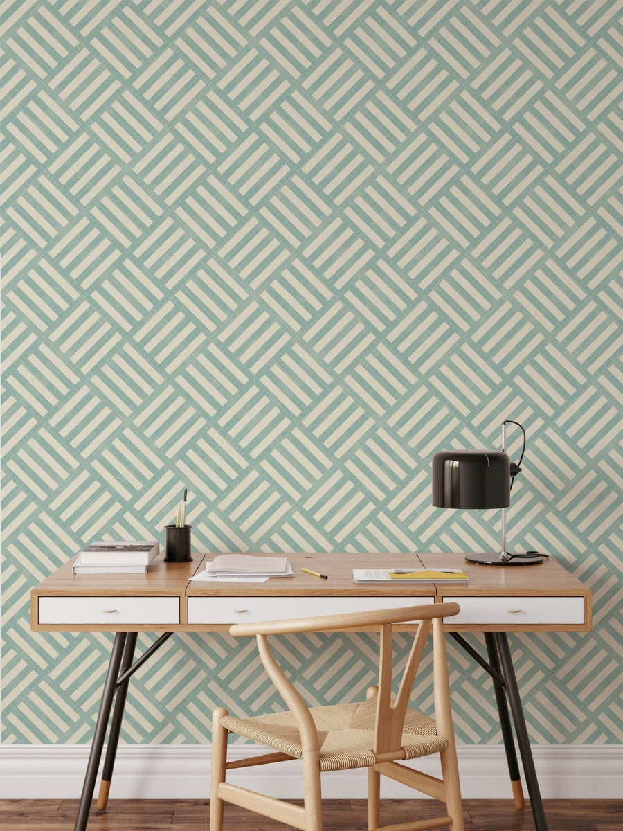 Green Geometric Stripes Pattern Peel and Stick Wallpaper Removable Wallpaper EazzyWalls