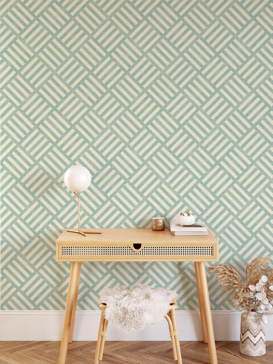 Green Geometric Stripes Pattern Peel and Stick Wallpaper Removable Wallpaper EazzyWalls
