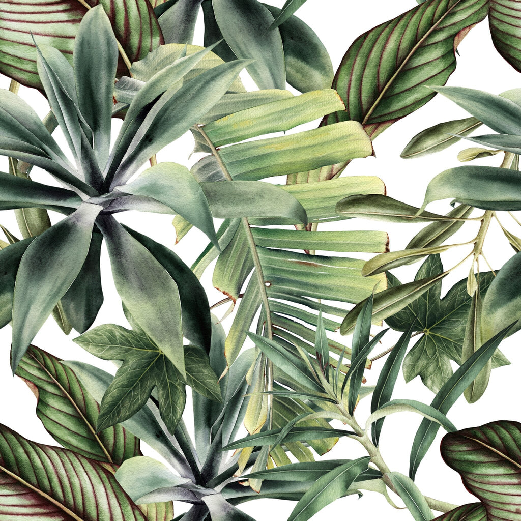 Green Tropical Leaves Peel and Stick Wallpaper Peel and stick Wallpaper EazzyWalls 