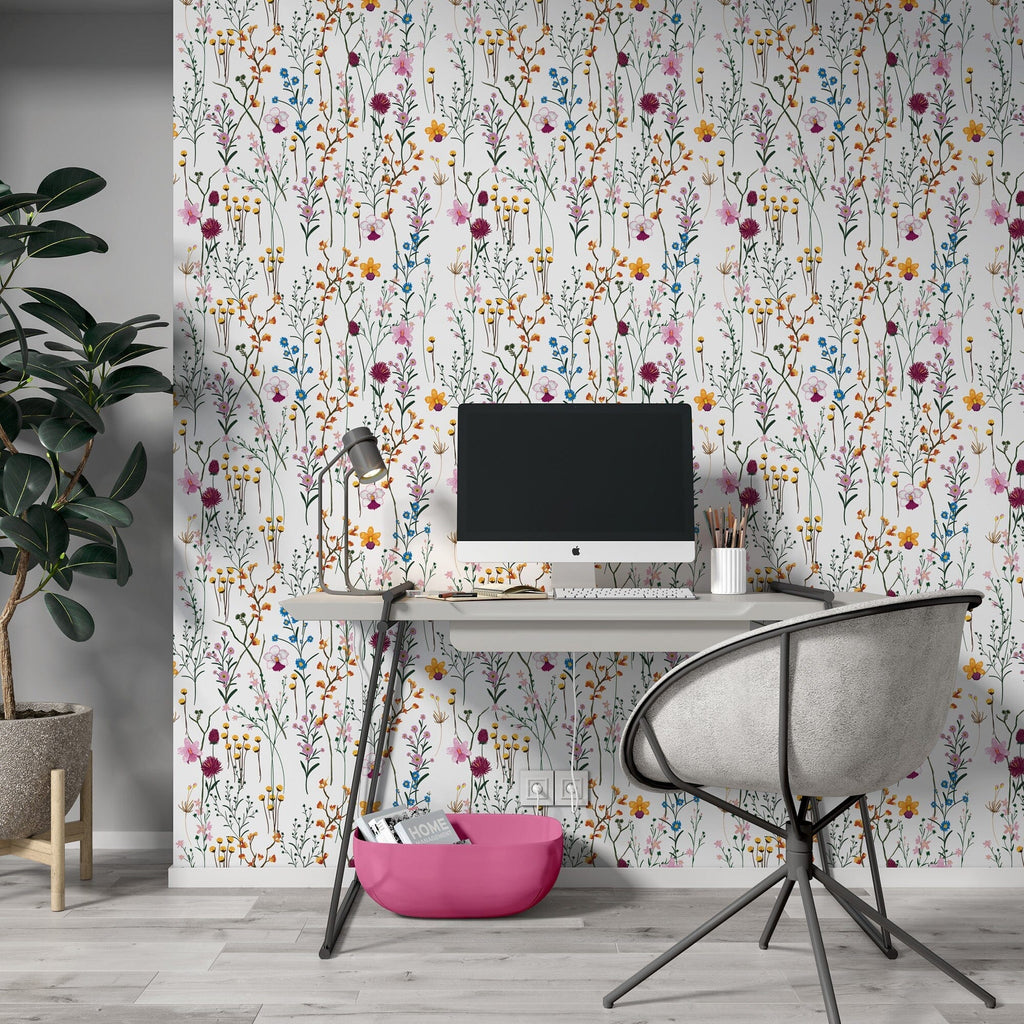 Colorful Wildflowers Herbarium Wallpaper Removable Wallpaper EazzyWalls 