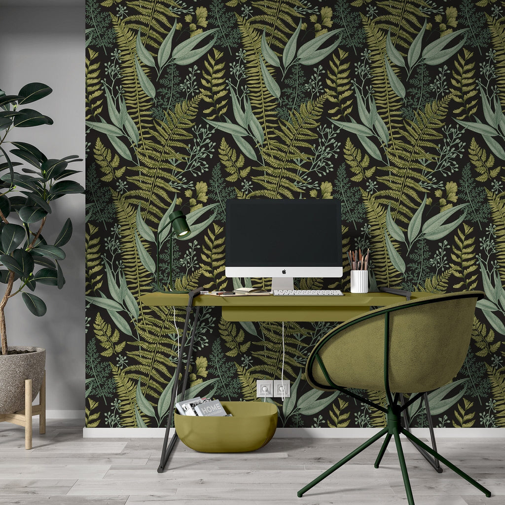 Green Fern Peel and Stick Wallpaper Peel and stick Wallpaper EazzyWalls Sample: 6''W x 9''H Smooth Vinyl 