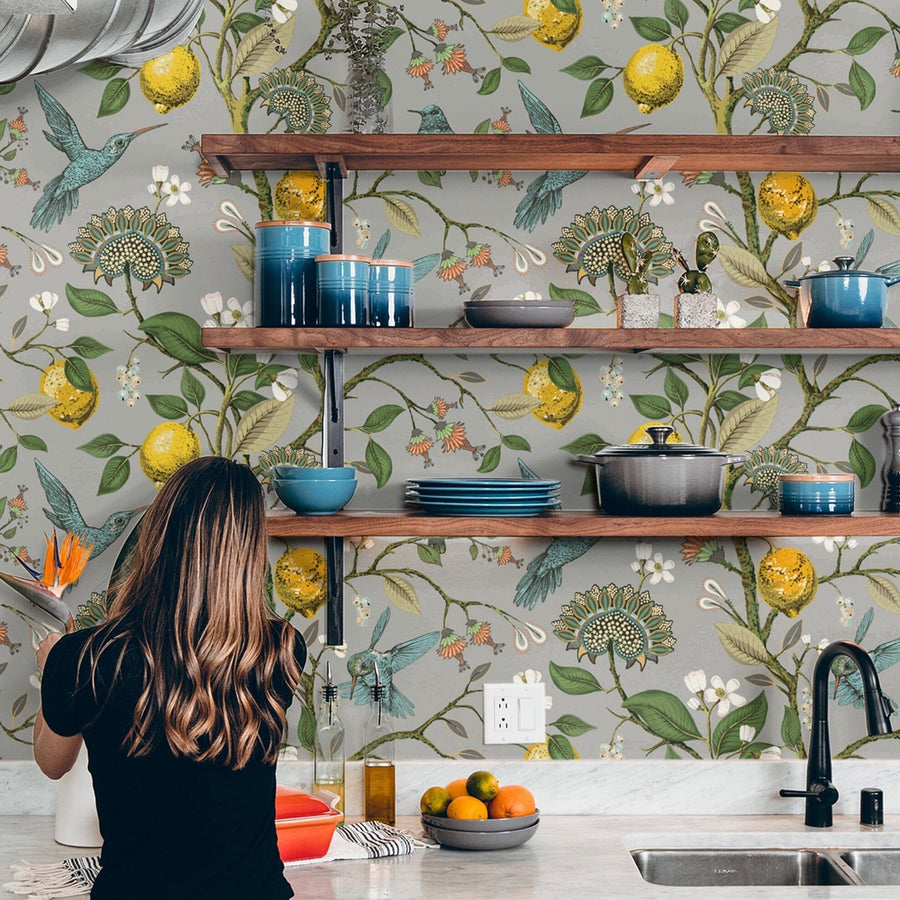 Flying Hummingbirds Chinoiserie Wallpaper Removable Wallpaper EazzyWalls