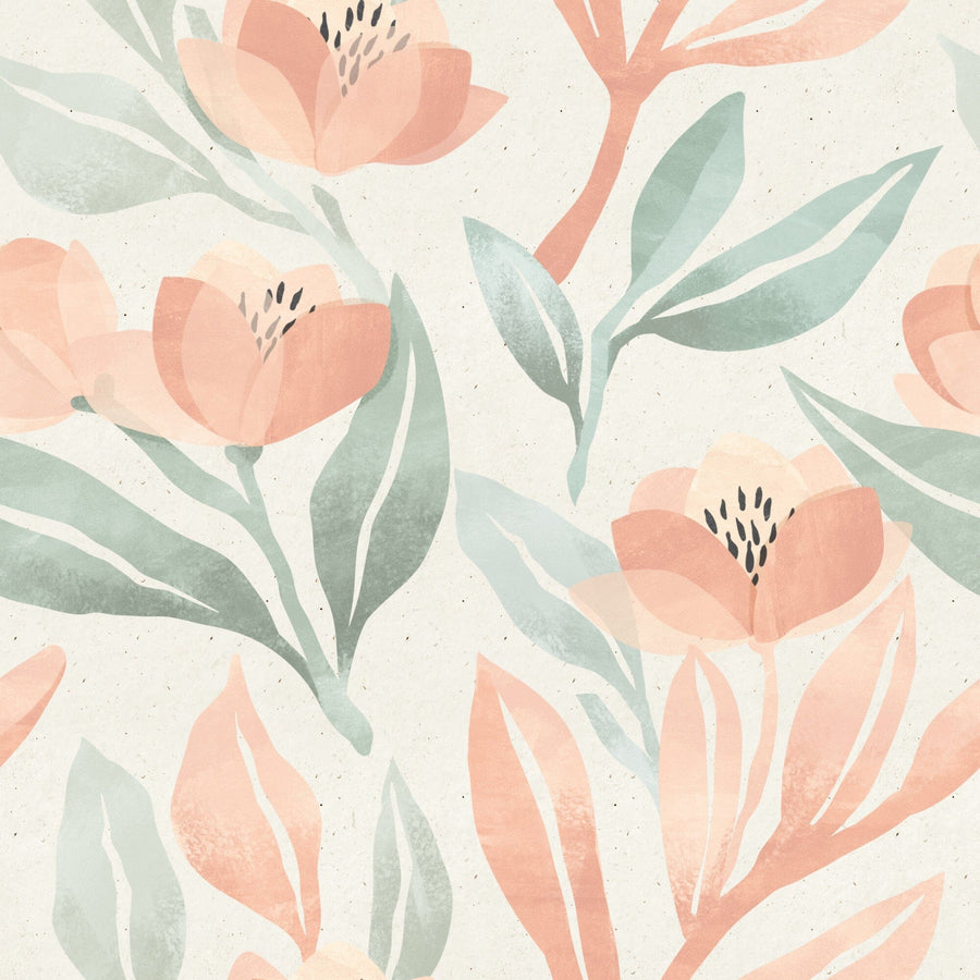 Soft Watercolor Vintage Floral Wallpaper Removable Wallpaper EazzyWalls Sample: 6''W x 9''H Smooth Vinyl