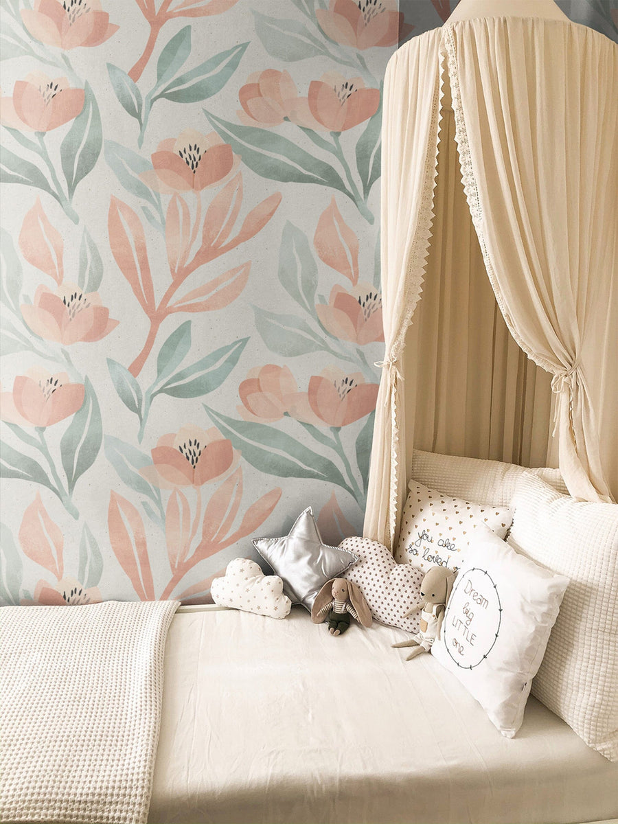 Soft Watercolor Vintage Floral Wallpaper Removable Wallpaper EazzyWalls
