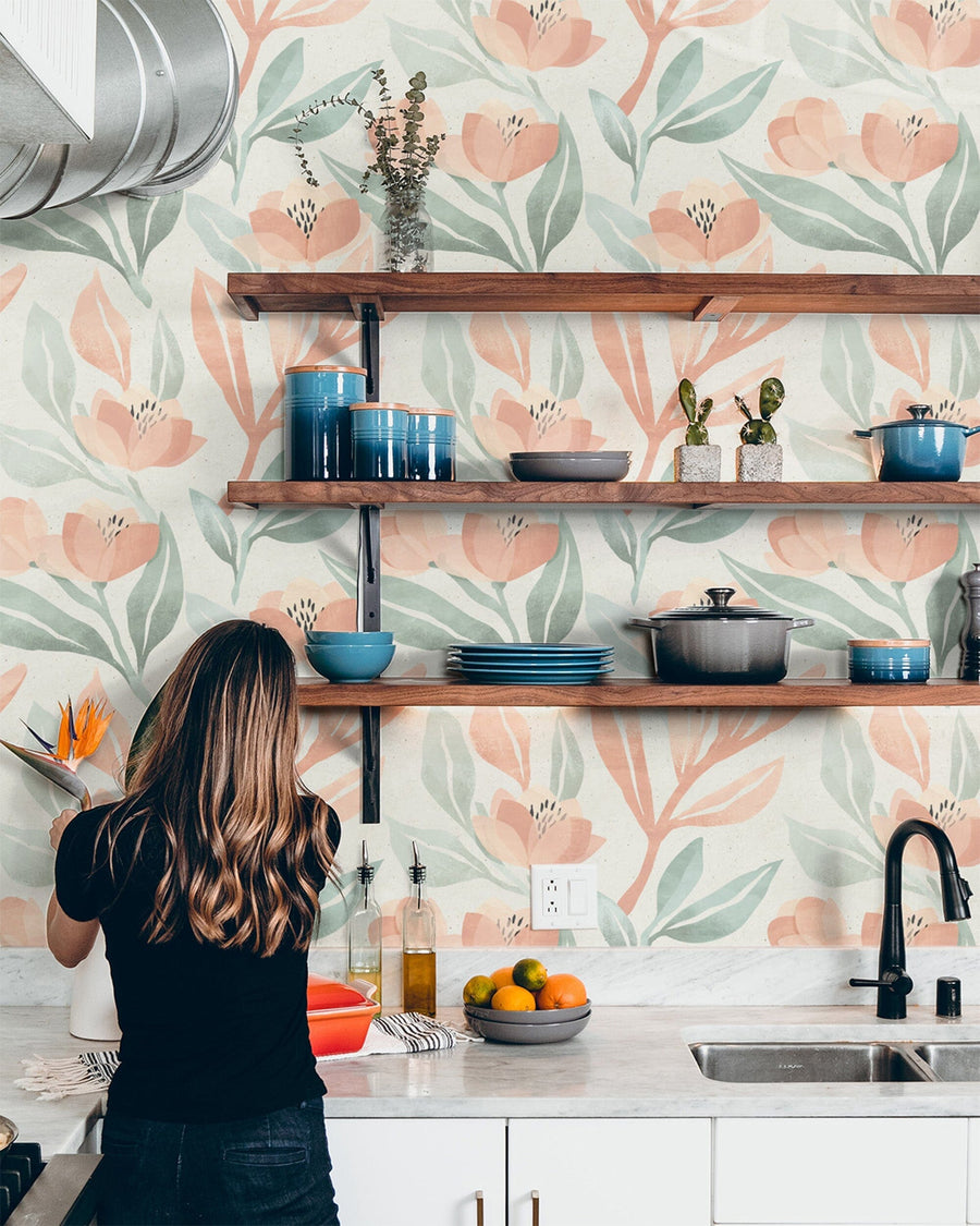 Soft Watercolor Vintage Floral Wallpaper Removable Wallpaper EazzyWalls