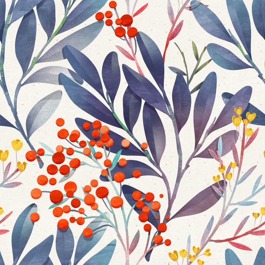 Watercolor Leaves Floral Wallpaper Peel and stick Wallpaper EazzyWalls Sample: 6"W x 9"H Smooth Vinyl