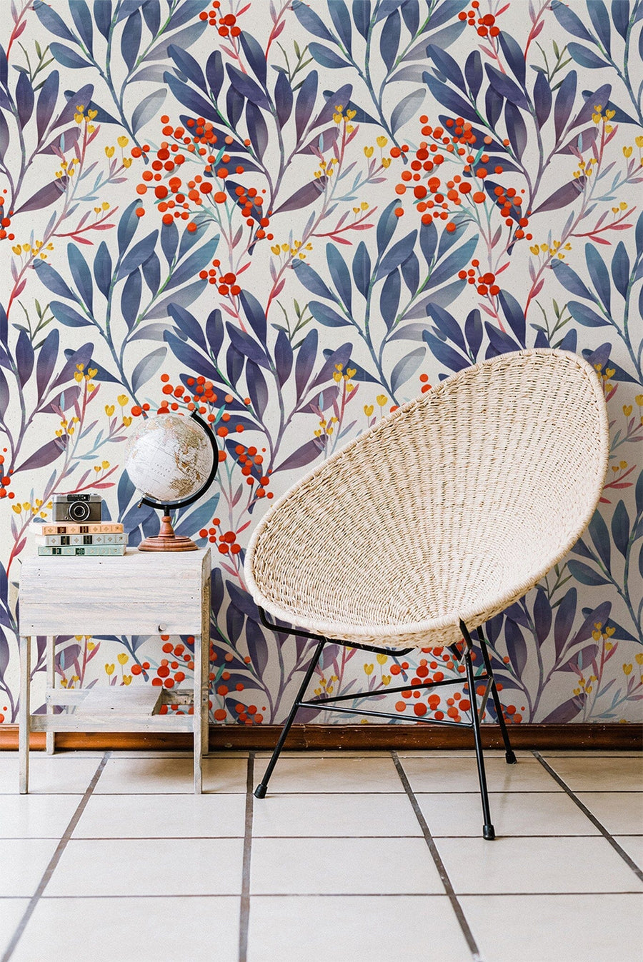 Watercolor Leaves Floral Wallpaper Peel and stick Wallpaper EazzyWalls