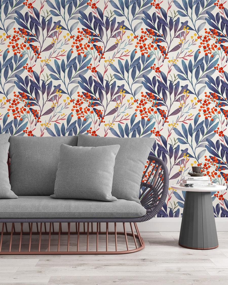 Watercolor Leaves Floral Wallpaper Peel and stick Wallpaper EazzyWalls